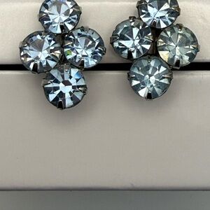 Dazzling Blue Crystal Cluster Earrings
